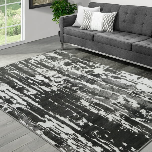 Allstar 5x7 Modern Area Rug in Anthracite with Charcoal Grey Abstract Weathered Texture Design 4' 11 x 6' 11 Allstar 5x7 Modern Area Rug in Anthracite with Charcoal Grey Abstract Weathered Texture Design 4' 11 x 6' 11